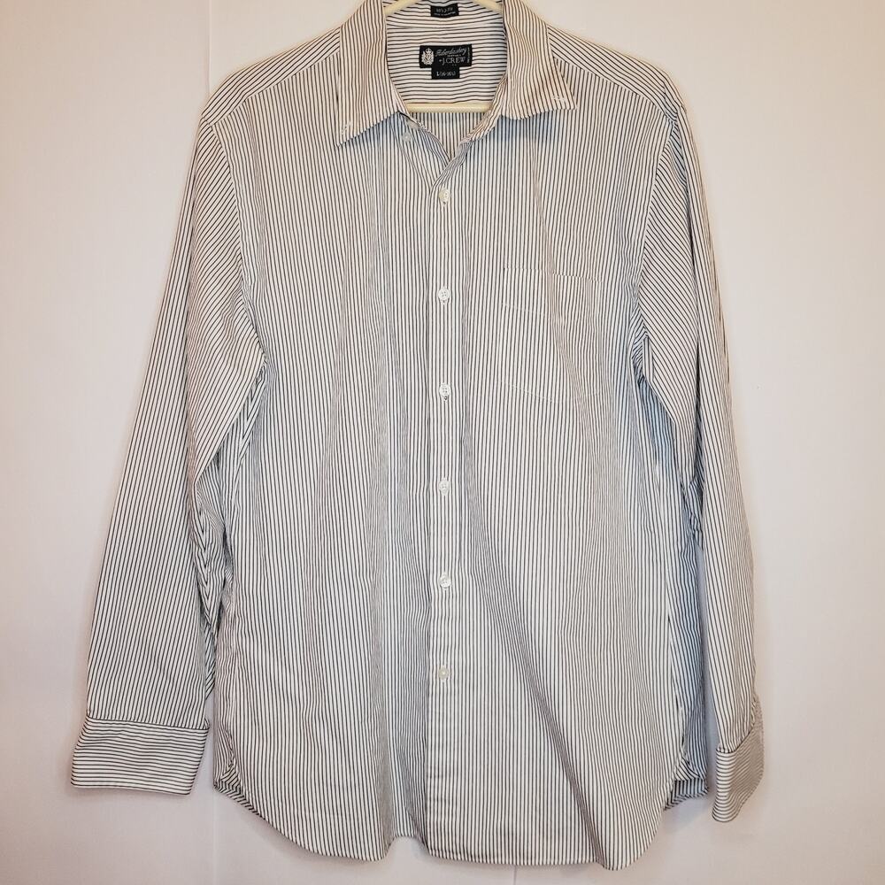 Haberdashery by J. Crew black and white striped button up cotton dress shirt